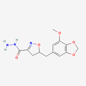 5-((7-Methoxybenzo[d][1,3]dioxol-5-yl)methyl)-4,5-dihydroisoxazole-3-carbohydrazide - 