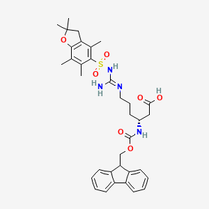 (3R)-6-[[amino-[(2,2,4,6,7-pentamethyl-3H-1-benzofuran-5-yl)sulfonylamino]methylidene]amino]-3-(9H-fluoren-9-ylmethoxycarbonylamino)hexanoic acid - 