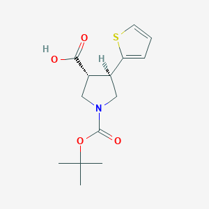 (3R,4R)-rel-1-(tert-Butoxycarbonyl)-4-(thiophen-2-yl)pyrrolidine-3-carboxylic acid - 