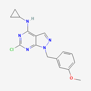 1-(3-methoxybenzyl)-6-chloro-N-cyclopropyl-1H-pyrazolo[3,4-d]pyrimidin-4-amine - 