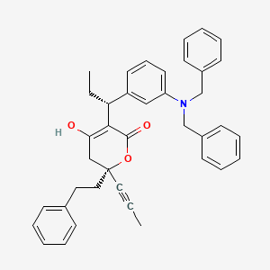 [R-(R*,R*)]-3-[1-[3-[Bis(phenylmethyl)amino]phenyl]propyl]-5,6-dihydro-4-hydroxy-6-(2-phenylethyl)-6-(1-propynyl)-2H-pyran-2-one - 