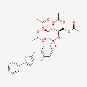 (3R,4S,5R,6R)-6-(acetoxymethyl)-2-methoxy-2-(4-methyl-3-((5-phenylthiophen-2-yl)methyl)phenyl)tetrahydro-2H-pyran-3,4,5-triyl triacetate - 
