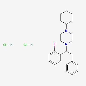 1-Cyclohexyl-4-(1-(2-fluorophenyl)-2-phenylethyl)piperazine,dihydrochloride - 2748592-60-9