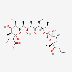 2H-Pyran-2-acetic acid, alpha,5-diethyl-6-[(1S,2S,3S,5R)-5-[(2S,2'R,3'R,4S,5S,5'R)-5'-ethyloctahydro-2'-hydroxy-5'-[(1S)-1-hydroxybutyl]-2,3',4-trimethyl[2,2'-bifuran]-5-yl]-2-hydroxy-1,3-dimethyl-4-oxoheptyl]tetrahydro-2,4-dihydroxy-3-methyl-, (alphaR,2R,3S,4R,5S,6R)- - 