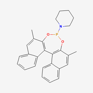 1-(10,16-dimethyl-12,14-dioxa-13-phosphapentacyclo[13.8.0.02,11.03,8.018,23]tricosa-1(15),2(11),3,5,7,9,16,18,20,22-decaen-13-yl)piperidine - 