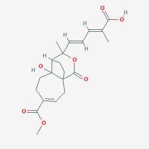 (2E,4E)-5-(7-hydroxy-4-methoxycarbonyl-9-methyl-11-oxo-10-oxatricyclo[6.3.2.01,7]tridec-3-en-9-yl)-2-methylpenta-2,4-dienoic acid - 
