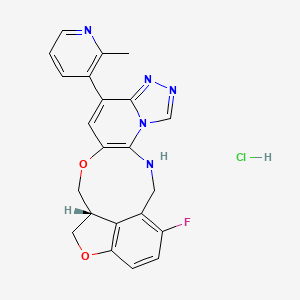 (15R)-21-fluoro-10-(2-methylpyridin-3-yl)-13,17-dioxa-3,5,7,8-tetrazapentacyclo[13.6.1.04,12.05,9.018,22]docosa-1(21),4(12),6,8,10,18(22),19-heptaene;hydrochloride - 
