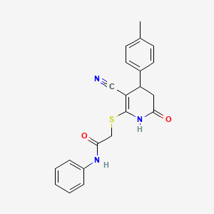 2-((3-Cyano-6-oxo-4-(p-tolyl)-1,4,5,6-tetrahydropyridin-2-yl)thio)-N-phenylacetamide - 