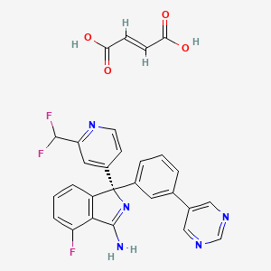 (S)-1-(2-(Difluoromethyl)pyridin-4-yl)-4-fluoro-1-(3-(pyrimidin-5-yl)phenyl)-1H-isoindol-3-amine hemifumarate - 1421852-78-9