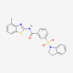 3-(2,3-dihydroindol-1-ylsulfonyl)-N-(4-methyl-1,3-benzothiazol-2-yl)benzamide - 