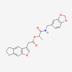[1-(1,3-benzodioxol-5-ylmethylamino)-1-oxopropan-2-yl] 2-(6,7-dihydro-5H-cyclopenta[f][1]benzofuran-3-yl)acetate - 