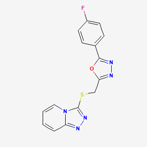 2-(4-Fluorophenyl)-5-([1,2,4]triazolo[4,3-a]pyridin-3-ylsulfanylmethyl)-1,3,4-oxadiazole - 