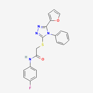 N-(4-fluorophenyl)-2-[[5-(furan-2-yl)-4-phenyl-1,2,4-triazol-3-yl]sulfanyl]acetamide - 