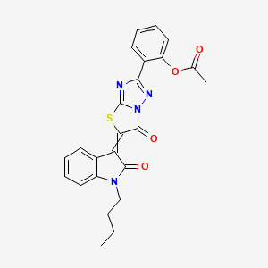 [2-[5-(1-Butyl-2-oxoindol-3-ylidene)-6-oxo-[1,3]thiazolo[3,2-b][1,2,4]triazol-2-yl]phenyl] acetate - 