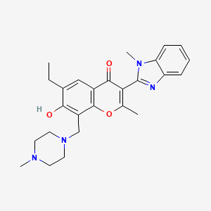 6-Ethyl-7-hydroxy-2-methyl-3-(1-methylbenzimidazol-2-yl)-8-[(4-methylpiperazin-1-yl)methyl]chromen-4-one - 