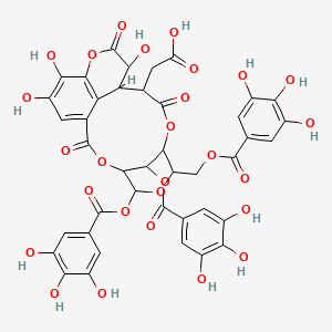 2-[13,17,18-trihydroxy-2,10,14-trioxo-5,21-bis[(3,4,5-trihydroxybenzoyl)oxy]-7-[(3,4,5-trihydroxybenzoyl)oxymethyl]-3,6,9,15-tetraoxatetracyclo[10.7.1.14,8.016,20]henicosa-1(19),16(20),17-trien-11-yl]acetic acid - 
