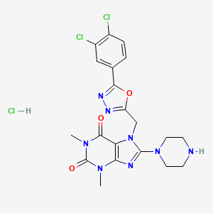 7-[[5-(3,4-dichlorophenyl)-1,3,4-oxadiazol-2-yl]methyl]-1,3-dimethyl-8-piperazin-1-ylpurine-2,6-dione;hydrochloride - 