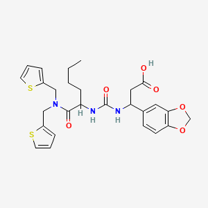 3-(1,3-benzodioxol-5-yl)-3-[[1-[bis(thiophen-2-ylmethyl)amino]-1-oxohexan-2-yl]carbamoylamino]propanoic acid - 