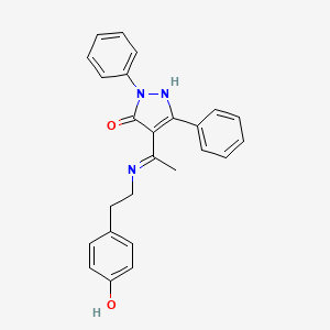 (4Z)-4-(1-{[2-(4-hydroxyphenyl)ethyl]amino}ethylidene)-2,5-diphenyl-2,4-dihydro-3H-pyrazol-3-one - 