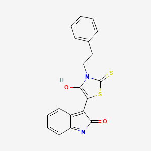 (3Z)-3-[4-oxo-3-(2-phenylethyl)-2-thioxo-1,3-thiazolidin-5-ylidene]-1,3-dihydro-2H-indol-2-one - 