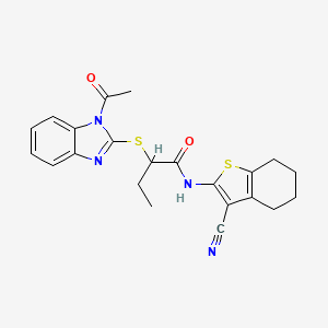 2-[(1-acetyl-1H-benzimidazol-2-yl)sulfanyl]-N-(3-cyano-4,5,6,7-tetrahydro-1-benzothiophen-2-yl)butanamide - 