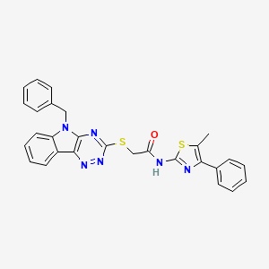 2-({5-Benzyl-[1,2,4]triazino[5,6-B]indol-3-YL}sulfanyl)-N-(5-methyl-4-phenyl-1,3-thiazol-2-YL)acetamide - 