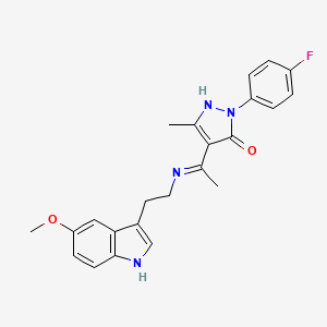 (4Z)-2-(4-fluorophenyl)-4-(1-{[2-(5-methoxy-1H-indol-3-yl)ethyl]amino}ethylidene)-5-methyl-2,4-dihydro-3H-pyrazol-3-one - 