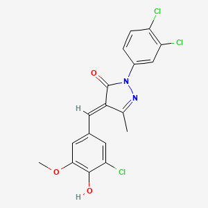 4-[(Z)-(3-chloro-5-methoxy-4-oxocyclohexa-2,5-dien-1-ylidene)methyl]-2-(3,4-dichlorophenyl)-5-methyl-1H-pyrazol-3-one - 