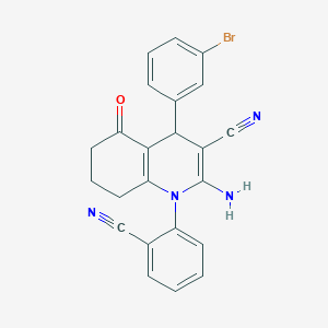 2-Amino-4-(3-bromophenyl)-1-(2-cyanophenyl)-5-oxo-1,4,5,6,7,8-hexahydroquinoline-3-carbonitrile - 476483-68-8