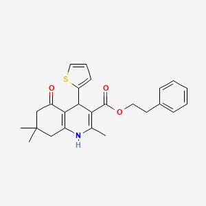 2-Phenylethyl 2,7,7-trimethyl-5-oxo-4-(thiophen-2-yl)-1,4,5,6,7,8-hexahydroquinoline-3-carboxylate - 
