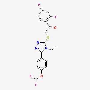 2-[[5-[4-(Difluoromethoxy)phenyl]-4-ethyl-1,2,4-triazol-3-yl]sulfanyl]-1-(2,4-difluorophenyl)ethanone - 7168-29-8