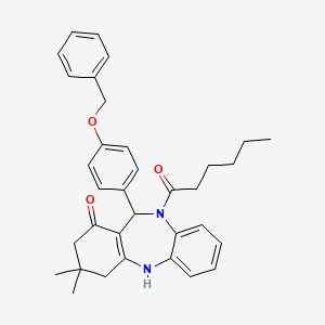 11-[4-(benzyloxy)phenyl]-10-hexanoyl-3,3-dimethyl-2,3,4,5,10,11-hexahydro-1H-dibenzo[b,e][1,4]diazepin-1-one - 