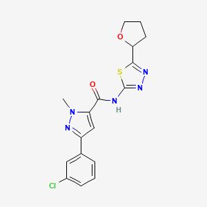 3-(3-chlorophenyl)-1-methyl-N-(5-(tetrahydrofuran-2-yl)-1,3,4-thiadiazol-2-yl)-1H-pyrazole-5-carboxamide - 