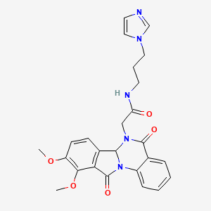2-(9,10-dimethoxy-5,11-dioxo-6a,11-dihydroisoindolo[2,1-a]quinazolin-6(5H)-yl)-N-[3-(1H-imidazol-1-yl)propyl]acetamide - 
