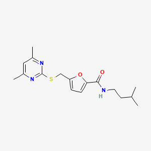 5-{[(4,6-dimethylpyrimidin-2-yl)sulfanyl]methyl}-N-(3-methylbutyl)furan-2-carboxamide - 