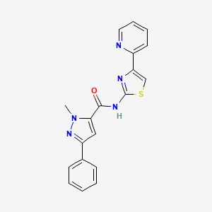 1-methyl-3-phenyl-N-[4-(pyridin-2-yl)-1,3-thiazol-2-yl]-1H-pyrazole-5-carboxamide - 