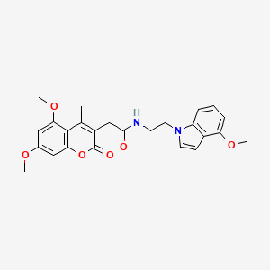 2-(5,7-dimethoxy-4-methyl-2-oxo-2H-chromen-3-yl)-N-[2-(4-methoxy-1H-indol-1-yl)ethyl]acetamide - 