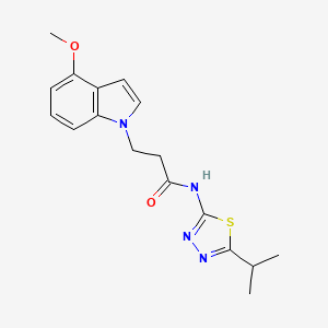 3-(4-methoxy-1H-indol-1-yl)-N-[(2Z)-5-(propan-2-yl)-1,3,4-thiadiazol-2(3H)-ylidene]propanamide - 