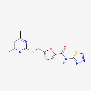 5-{[(4,6-dimethylpyrimidin-2-yl)sulfanyl]methyl}-N-(1,3,4-thiadiazol-2-yl)furan-2-carboxamide - 