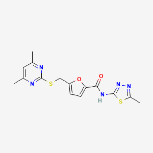 5-{[(4,6-dimethylpyrimidin-2-yl)sulfanyl]methyl}-N-(5-methyl-1,3,4-thiadiazol-2-yl)furan-2-carboxamide - 