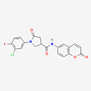 1-(3-chloro-4-fluorophenyl)-5-oxo-N-(2-oxo-2H-chromen-6-yl)pyrrolidine-3-carboxamide - 