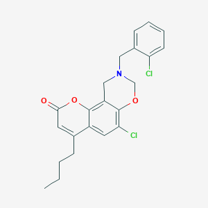 4-butyl-6-chloro-9-(2-chlorobenzyl)-9,10-dihydro-2H,8H-chromeno[8,7-e][1,3]oxazin-2-one - 