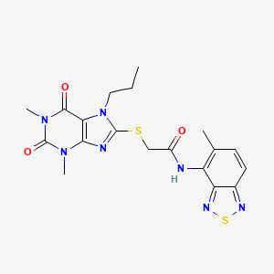 2-[(1,3-dimethyl-2,6-dioxo-7-propyl-2,3,6,7-tetrahydro-1H-purin-8-yl)sulfanyl]-N-(5-methyl-2,1,3-benzothiadiazol-4-yl)acetamide - 889949-81-9