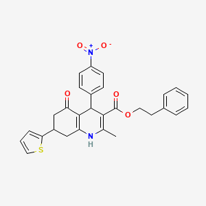 2-Phenylethyl 2-methyl-4-(4-nitrophenyl)-5-oxo-7-(thiophen-2-yl)-1,4,5,6,7,8-hexahydroquinoline-3-carboxylate - 