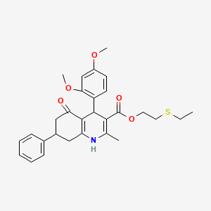 2-(Ethylsulfanyl)ethyl 4-(2,4-dimethoxyphenyl)-2-methyl-5-oxo-7-phenyl-1,4,5,6,7,8-hexahydroquinoline-3-carboxylate - 