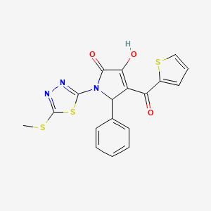 (4E)-4-[hydroxy(thiophen-2-yl)methylidene]-1-[5-(methylsulfanyl)-1,3,4-thiadiazol-2-yl]-5-phenylpyrrolidine-2,3-dione - 