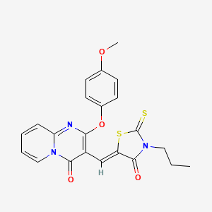 2-(4-methoxyphenoxy)-3-[(Z)-(4-oxo-3-propyl-2-thioxo-1,3-thiazolidin-5-ylidene)methyl]-4H-pyrido[1,2-a]pyrimidin-4-one - 