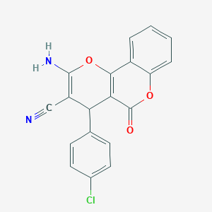 2-amino-4-(4-chlorophenyl)-5-oxo-4H,5H-pyrano[3,2-c]chromene-3-carbonitrile - 