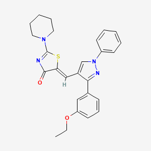 5-{(Z)-1-[3-(3-ethoxyphenyl)-1-phenyl-1H-pyrazol-4-yl]methylidene}-2-piperidino-1,3-thiazol-4-one - 