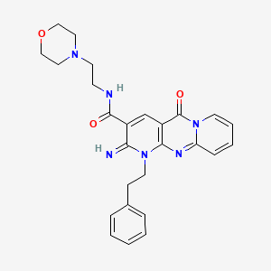 6-imino-N-(2-morpholin-4-ylethyl)-2-oxo-7-(2-phenylethyl)-1,7,9-triazatricyclo[8.4.0.03,8]tetradeca-3(8),4,9,11,13-pentaene-5-carboxamide - 